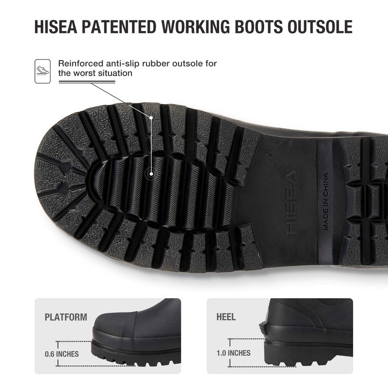 HISEA Men's Rubber Rain Boots Waterproof Neoprene Work Boot for Mud Outdoor - Image 5